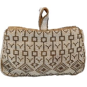 Antique Czechoslovakia Glass Beaded Clutch 1930s Small Bag Art Deco Six Inch SEE